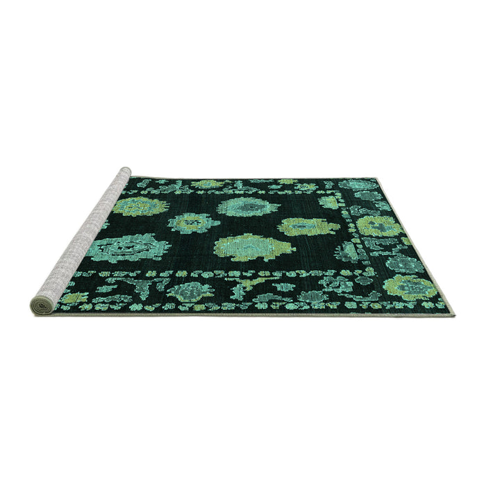 Sideview of Machine Washable Abstract Turquoise Modern Area Rugs, wshabs4312turq