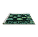 Sideview of Machine Washable Abstract Turquoise Modern Area Rugs, wshabs4312turq