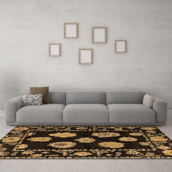 Machine Washable Abstract Brown Modern Rug in a Living Room,, wshabs4312brn