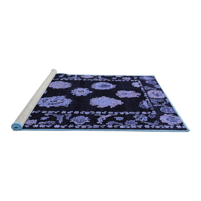 Sideview of Machine Washable Abstract Blue Modern Rug, wshabs4312blu