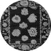 Round Machine Washable Abstract Gray Modern Rug, wshabs4312gry