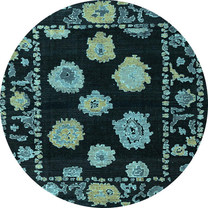 Round Abstract Light Blue Modern Rug, abs4312lblu