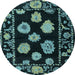 Round Abstract Light Blue Modern Rug, abs4312lblu