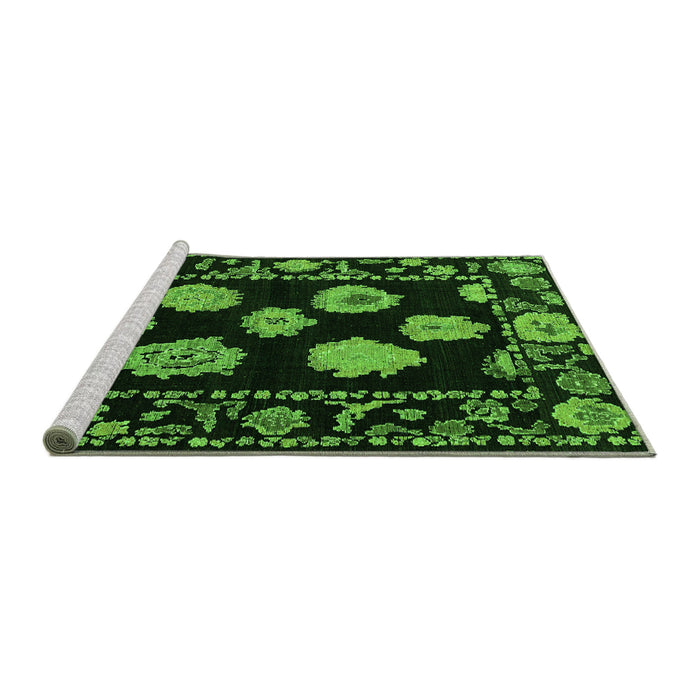 Sideview of Machine Washable Abstract Green Modern Area Rugs, wshabs4312grn