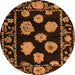 Round Machine Washable Abstract Orange Modern Area Rugs, wshabs4312org