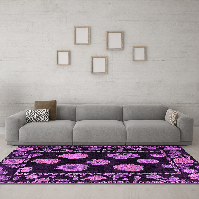 Machine Washable Abstract Purple Modern Area Rugs in a Living Room, wshabs4312pur