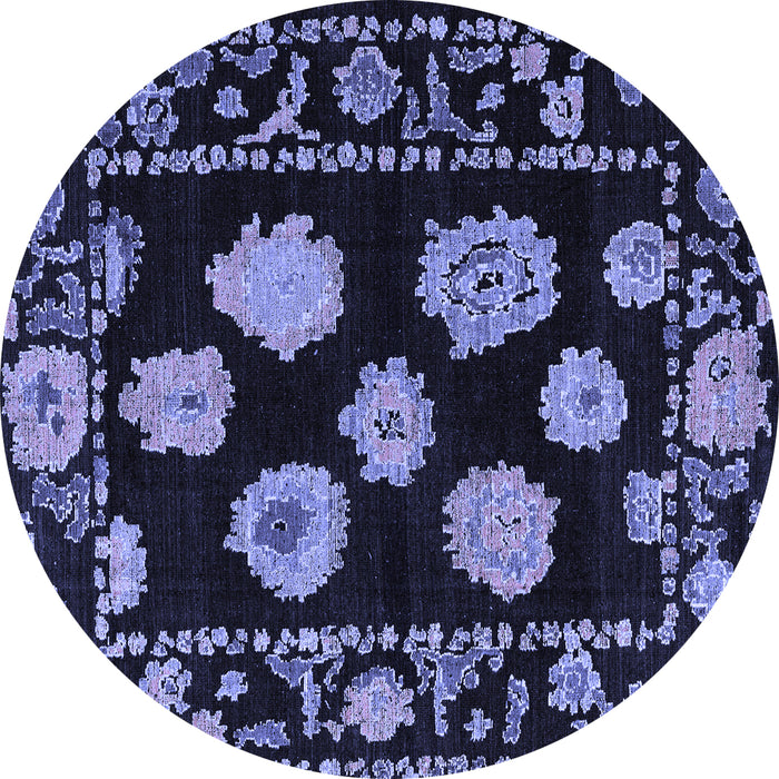 Round Abstract Blue Modern Rug, abs4312blu