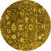 Round Abstract Yellow Modern Rug, abs4313yw