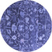 Round Machine Washable Abstract Blue Modern Rug, wshabs4313blu