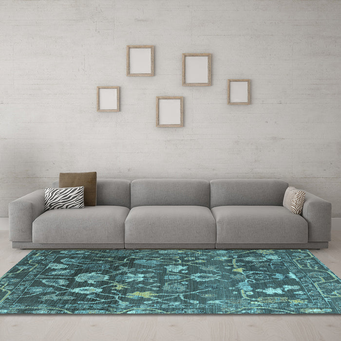 Machine Washable Abstract Light Blue Modern Rug in a Living Room, wshabs4313lblu