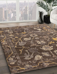 Abstract Dark Brown Modern Rug, abs4313