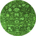 Round Abstract Green Modern Rug, abs4313grn