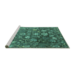 Sideview of Machine Washable Abstract Turquoise Modern Area Rugs, wshabs4313turq