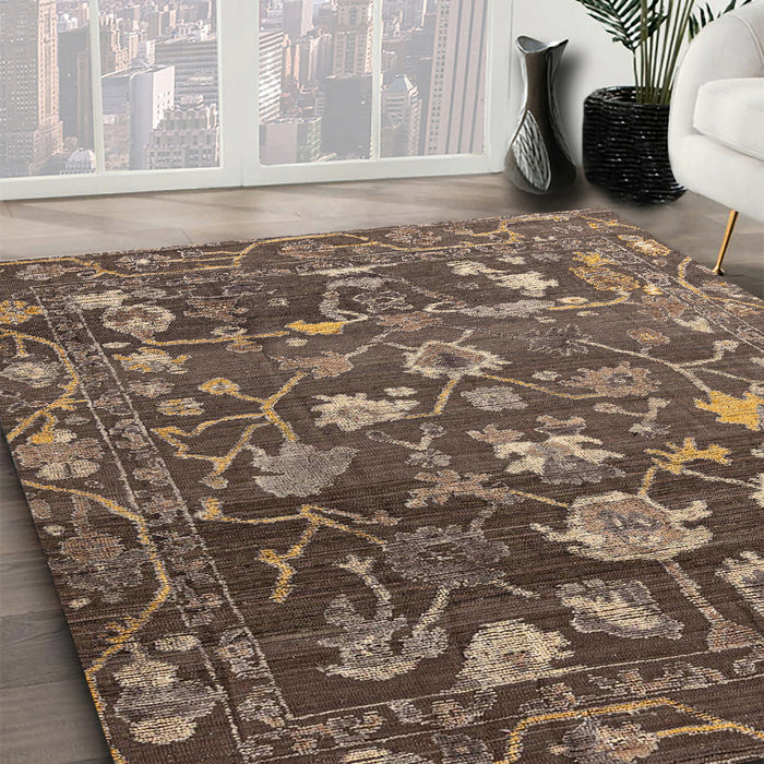 Machine Washable Abstract Dark Brown Rug in a Family Room, wshabs4313