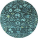 Round Machine Washable Abstract Light Blue Modern Rug, wshabs4313lblu