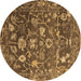 Round Abstract Brown Modern Rug, abs4313brn