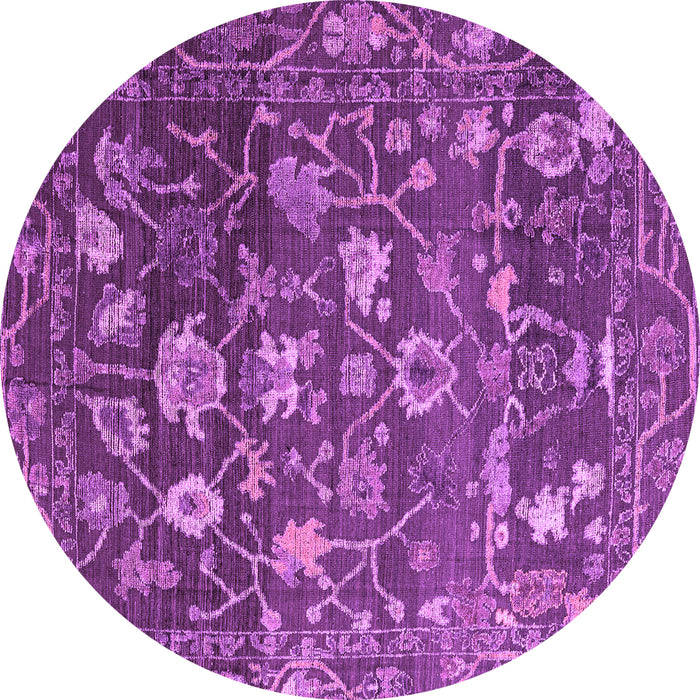 Round Machine Washable Abstract Purple Modern Area Rugs, wshabs4313pur