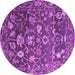 Round Machine Washable Abstract Purple Modern Area Rugs, wshabs4313pur