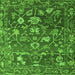 Square Machine Washable Abstract Green Modern Area Rugs, wshabs4313grn