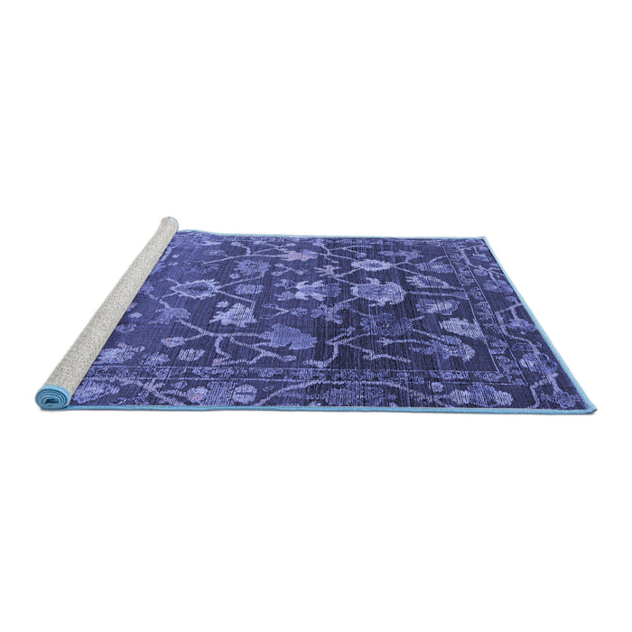 Sideview of Machine Washable Abstract Blue Modern Rug, wshabs4313blu