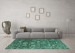 Machine Washable Abstract Turquoise Modern Area Rugs in a Living Room,, wshabs4313turq