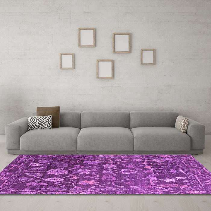 Machine Washable Abstract Purple Modern Area Rugs in a Living Room, wshabs4313pur