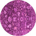 Round Machine Washable Abstract Pink Modern Rug, wshabs4313pnk