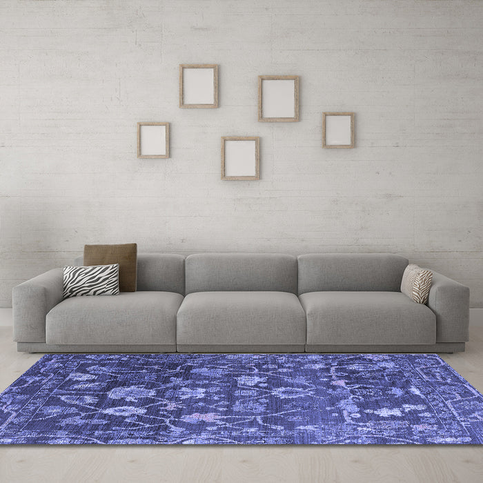 Machine Washable Abstract Blue Modern Rug in a Living Room, wshabs4313blu