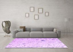 Machine Washable Solid Purple Modern Area Rugs in a Living Room, wshabs4314pur