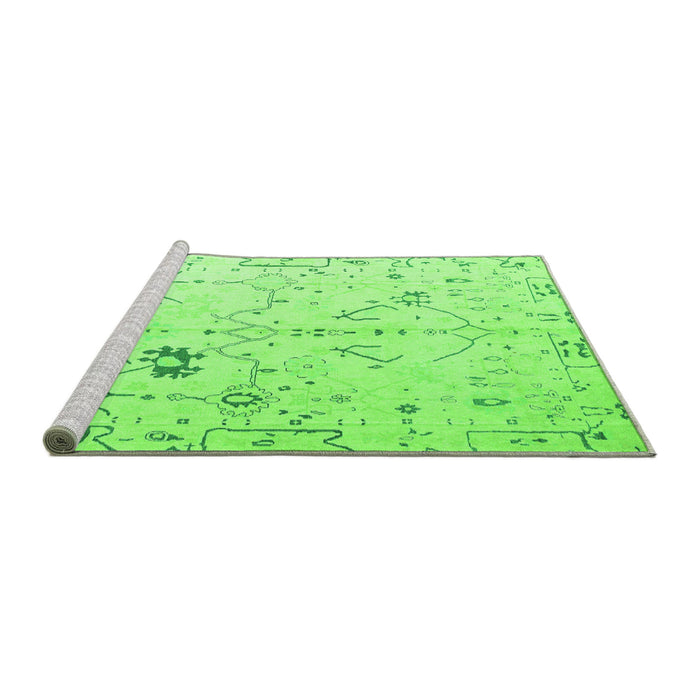 Sideview of Machine Washable Solid Green Modern Area Rugs, wshabs4314grn
