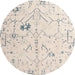 Round Abstract Peach Puff Gold Solid Rug, abs4314