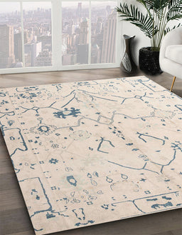 Machine Washable Abstract Peach Rug in a Family Room, wshabs4314