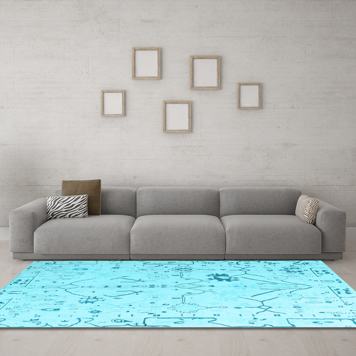 Machine Washable Solid Light Blue Modern Rug in a Living Room, wshabs4314lblu