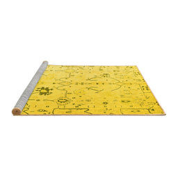Sideview of Machine Washable Solid Yellow Modern Rug, wshabs4314yw