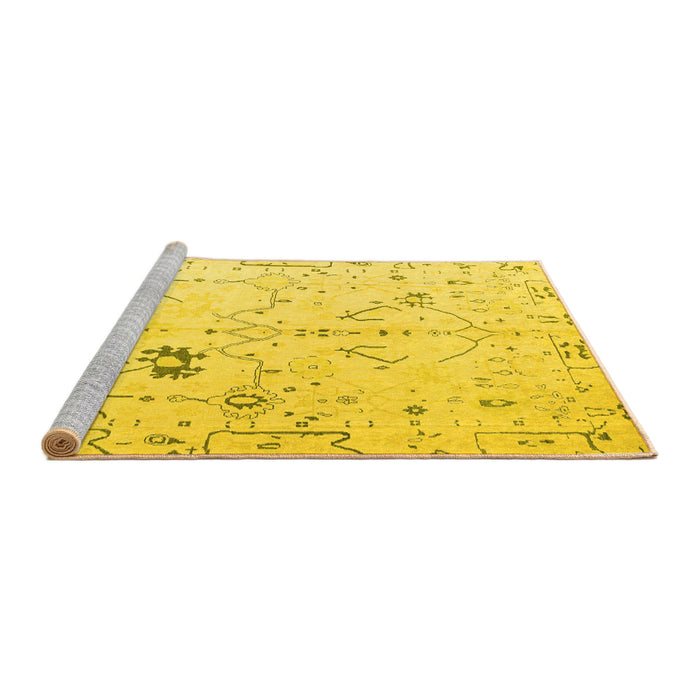 Sideview of Machine Washable Solid Yellow Modern Rug, wshabs4314yw