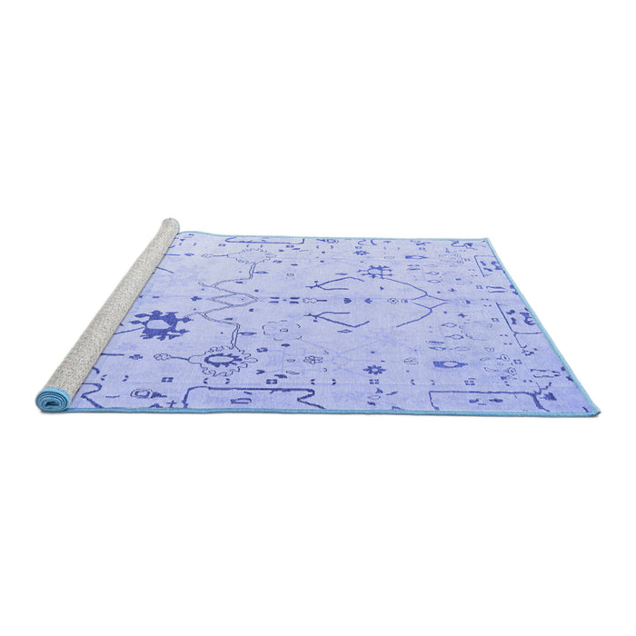 Sideview of Machine Washable Solid Blue Modern Rug, wshabs4314blu