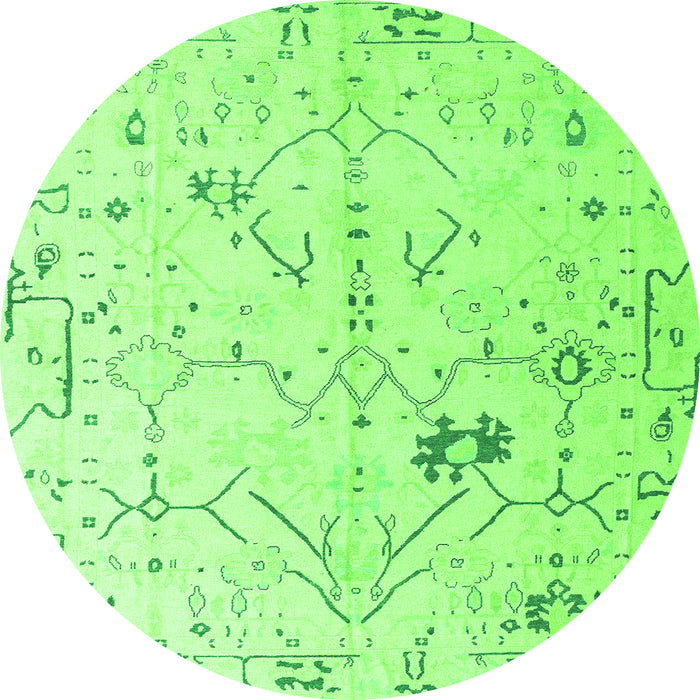 Round Machine Washable Solid Green Modern Area Rugs, wshabs4314grn