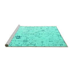 Sideview of Machine Washable Solid Turquoise Modern Area Rugs, wshabs4314turq