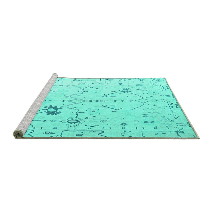 Sideview of Machine Washable Solid Turquoise Modern Area Rugs, wshabs4314turq