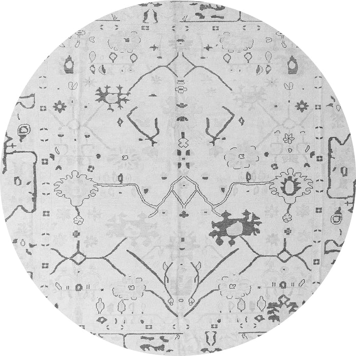 Round Machine Washable Solid Gray Modern Rug, wshabs4314gry