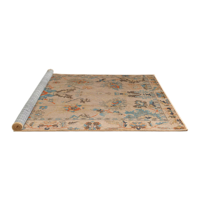 Sideview of Machine Washable Abstract Brown Sugar Brown Rug, wshabs4315