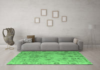 Machine Washable Abstract Emerald Green Modern Rug, wshabs4315emgrn