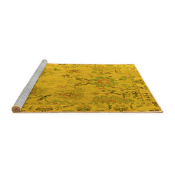 Sideview of Machine Washable Abstract Yellow Modern Rug, wshabs4315yw