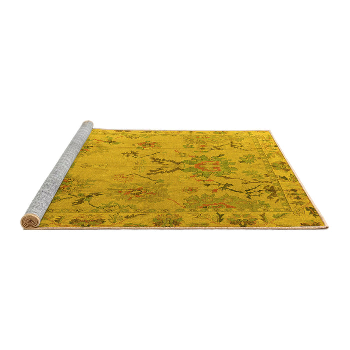Sideview of Machine Washable Abstract Yellow Modern Rug, wshabs4315yw