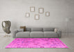 Machine Washable Abstract Pink Modern Rug in a Living Room, wshabs4315pnk