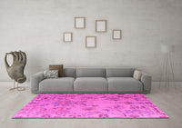 Machine Washable Abstract Pink Modern Rug, wshabs4315pnk