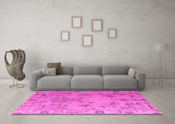 Machine Washable Abstract Pink Modern Rug in a Living Room, wshabs4315pnk
