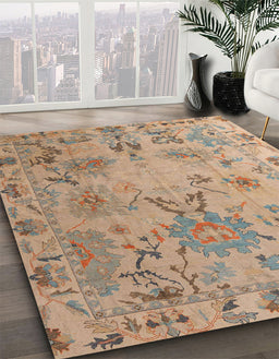 Abstract Brown Modern Rug in Family Room, abs4315