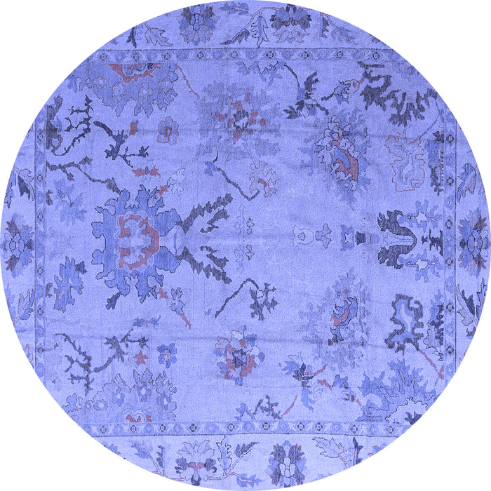 Round Abstract Blue Modern Rug, abs4315blu