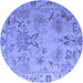 Round Abstract Blue Modern Rug, abs4315blu